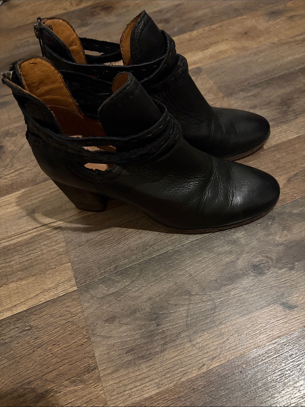 Frye Women's Black Leather Cutout Ankle Boots